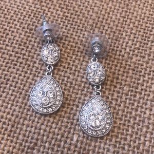 Givenchy Silver Diamond Dangle Earrings